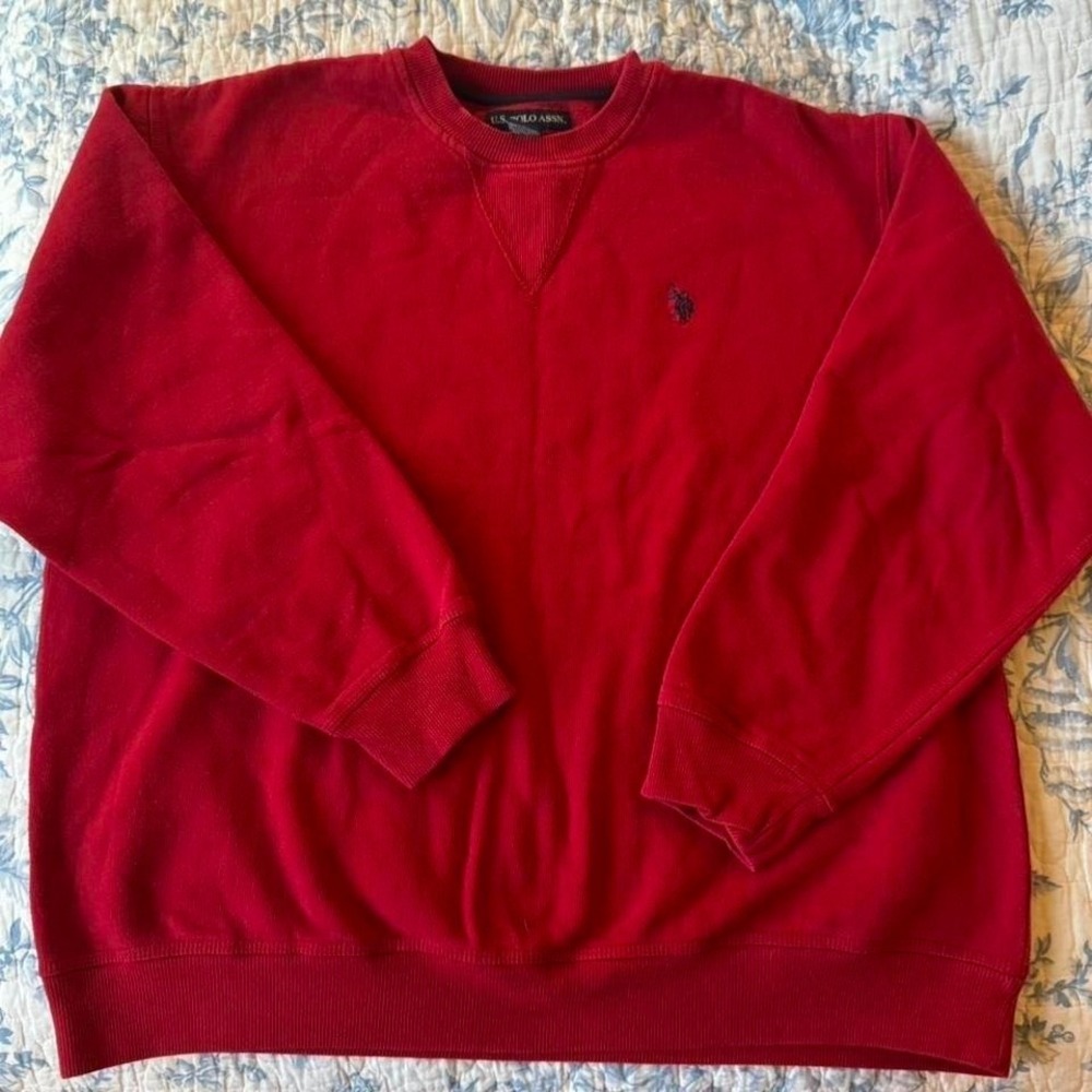 Red Oversized U.S. Polo Assn. Ralph Lauren Pullover, embroidered logo, sz L